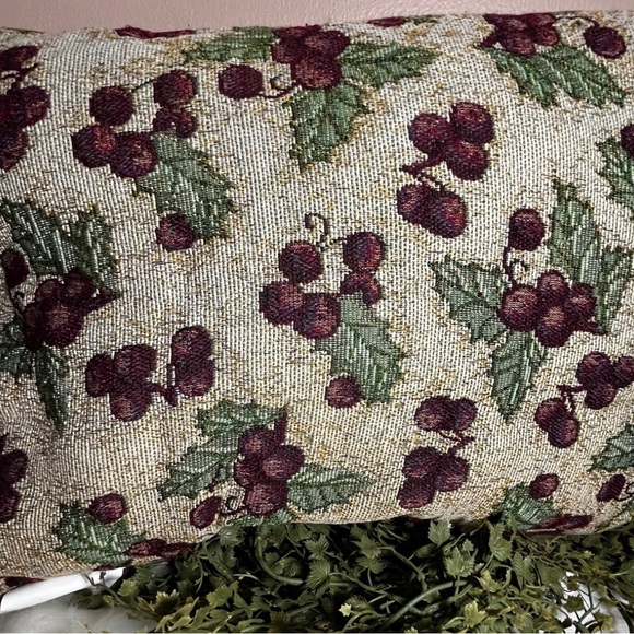 Tapestry Holiday pillow Snowman on one side berries on other side. - Picture 3 of 5